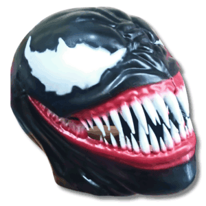detailed venom mask helmet front view 3d printed