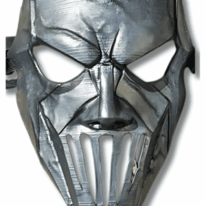 Hand-painted 3D printed Slipknot mask replica with intricate details and a weathered finish, shown from the front.