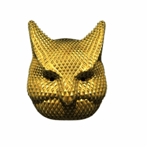 3D printed Squid Game gold cat mask – geometric cosplay accessory