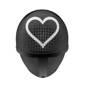 3D printed Squid Game heart symbol mask – black mesh cosplay helmet