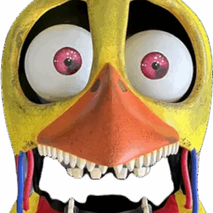 3D printed Withered Chica mask from Five Nights at Freddy’s, available painted or unpainted in white.